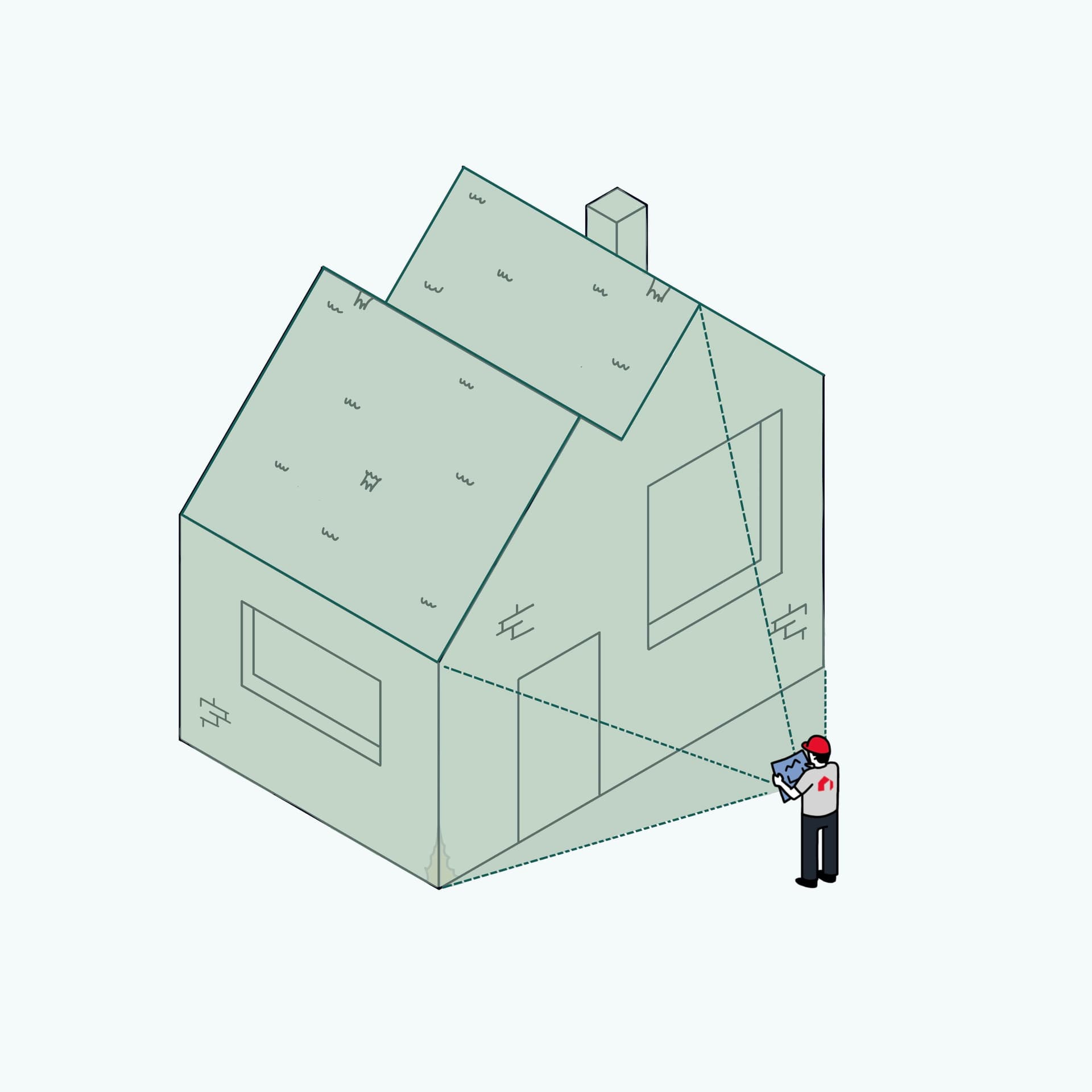 Illustration d'un expert effectuant une mesure PEB