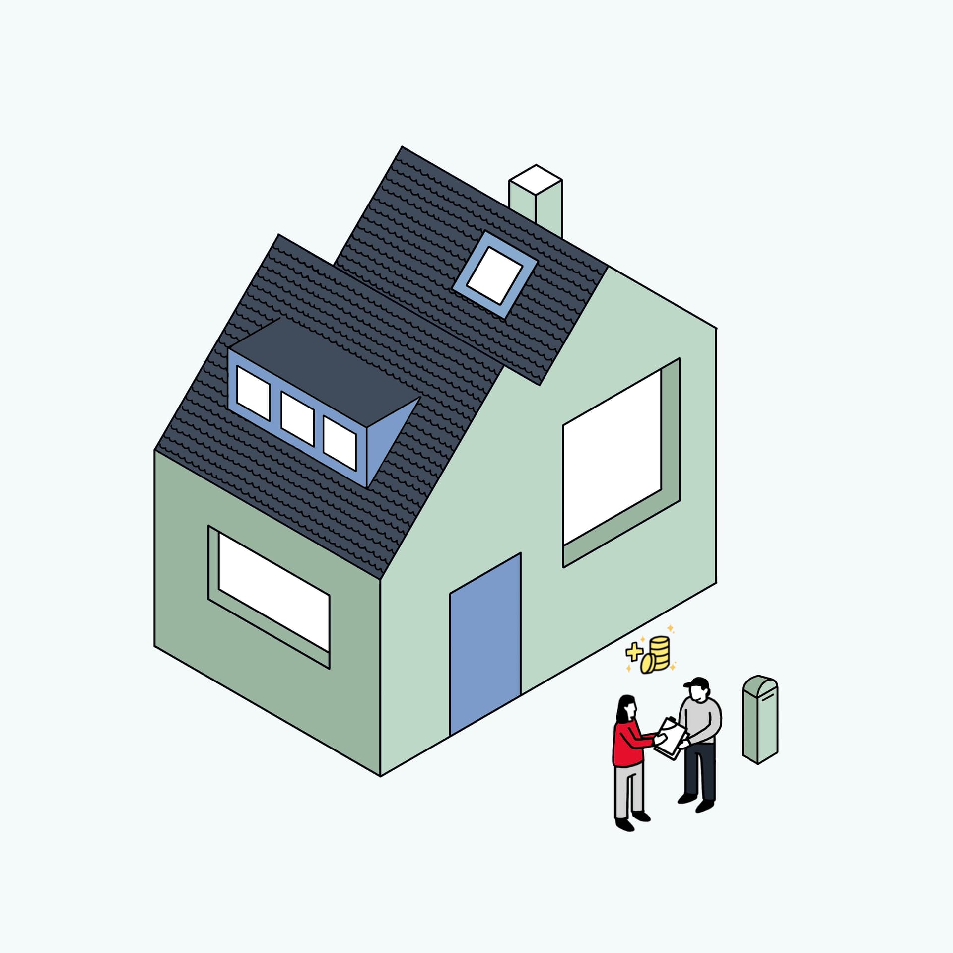 Illustration d'une maison avec un niveau énergétique amélioré