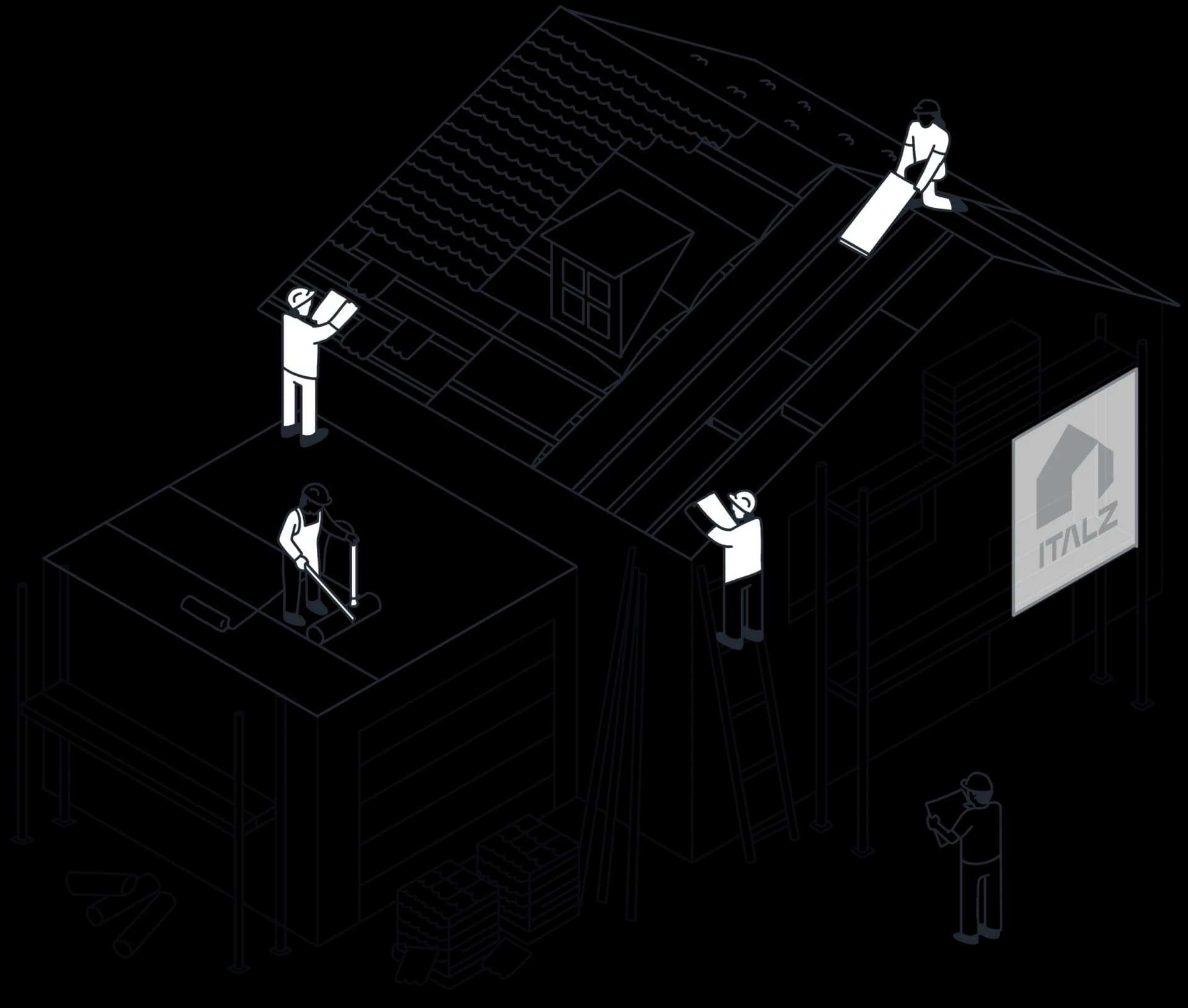 Illustration de travaux de rénovation de toiture